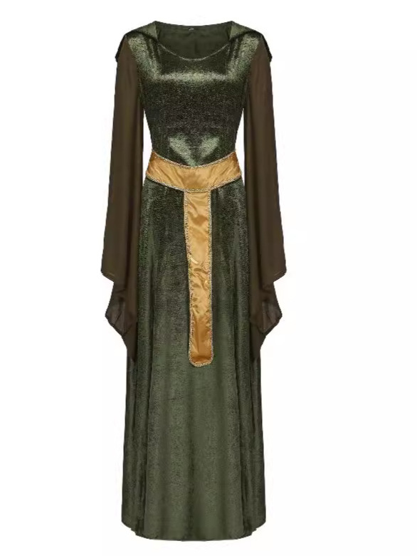 Women Medieval Hooded Dress Vintage Renaissance Witch Costume